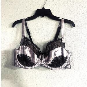 Lane Bryant Seriously Sexy Women's 44D Bra Black & Silver Lace Lingerie Retro